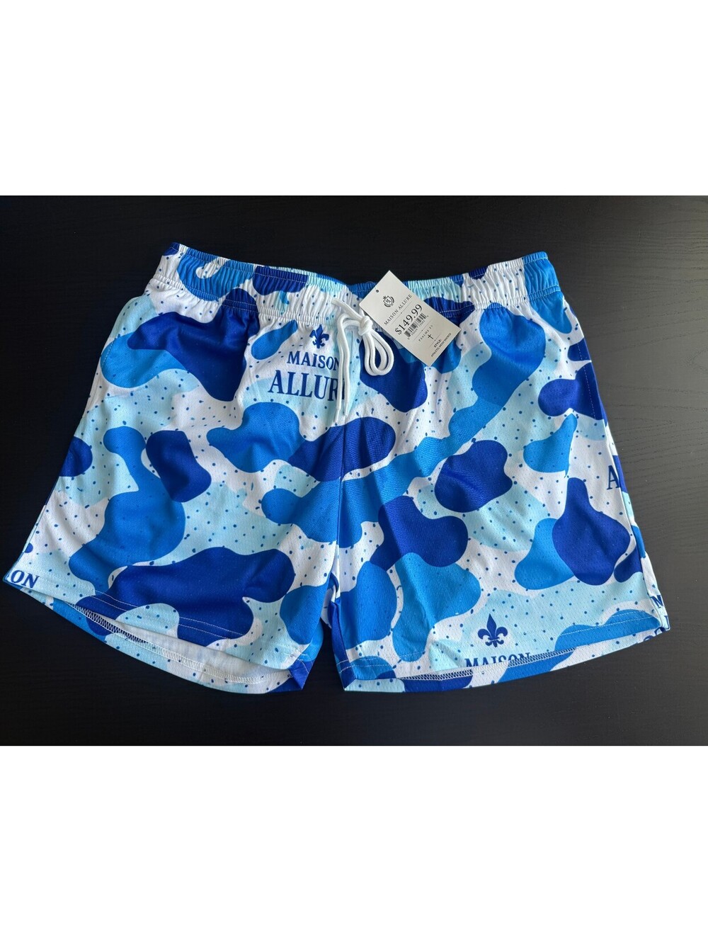 Maison Allure Luxury Streetwear Soft Athletic Mesh 5" Shorts Blue Camo